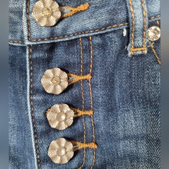 INC International Concept Distressed Dark Wash Cropped  Wide Leg Pants Size 2 - Picture 6 of 11